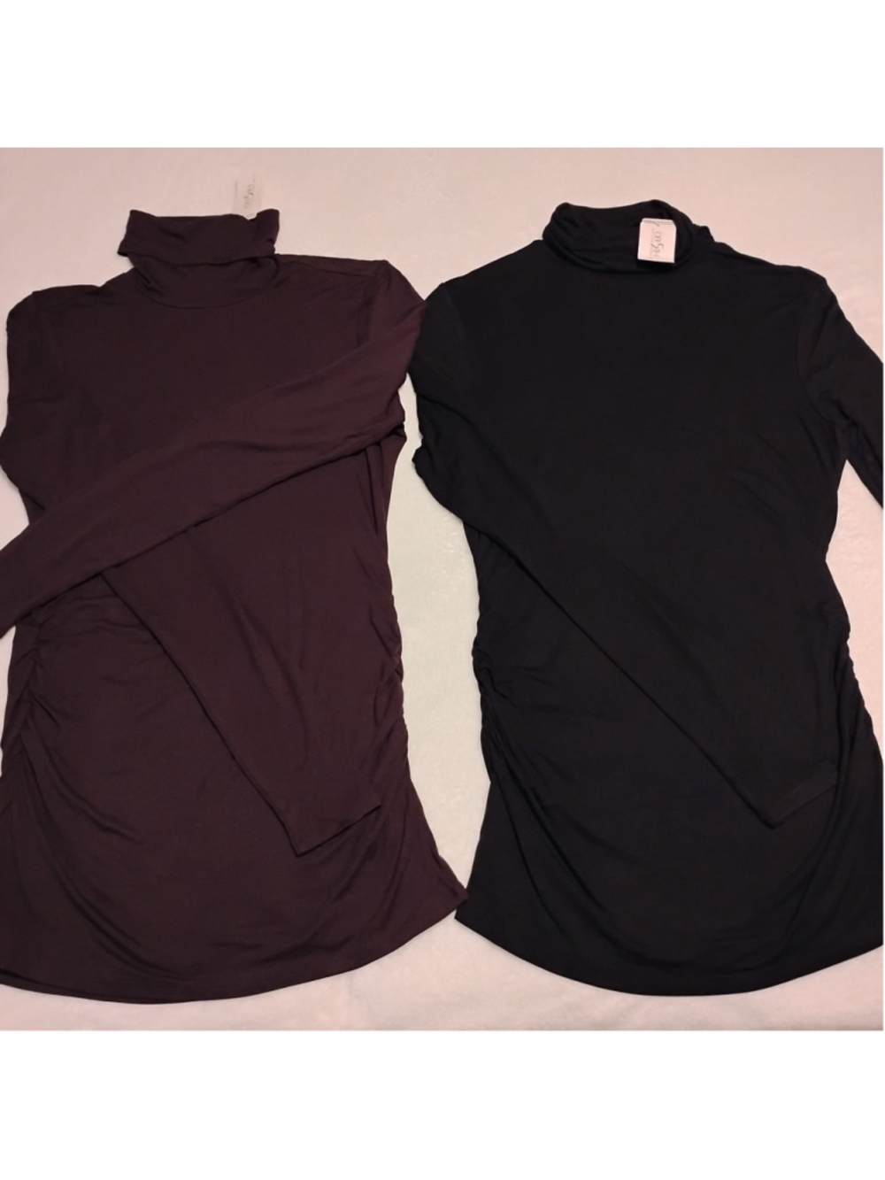 NWT Bundle of 2 Saks Fifth Avenue Ruched Side Long Sleeve Turtlenecks Size Small